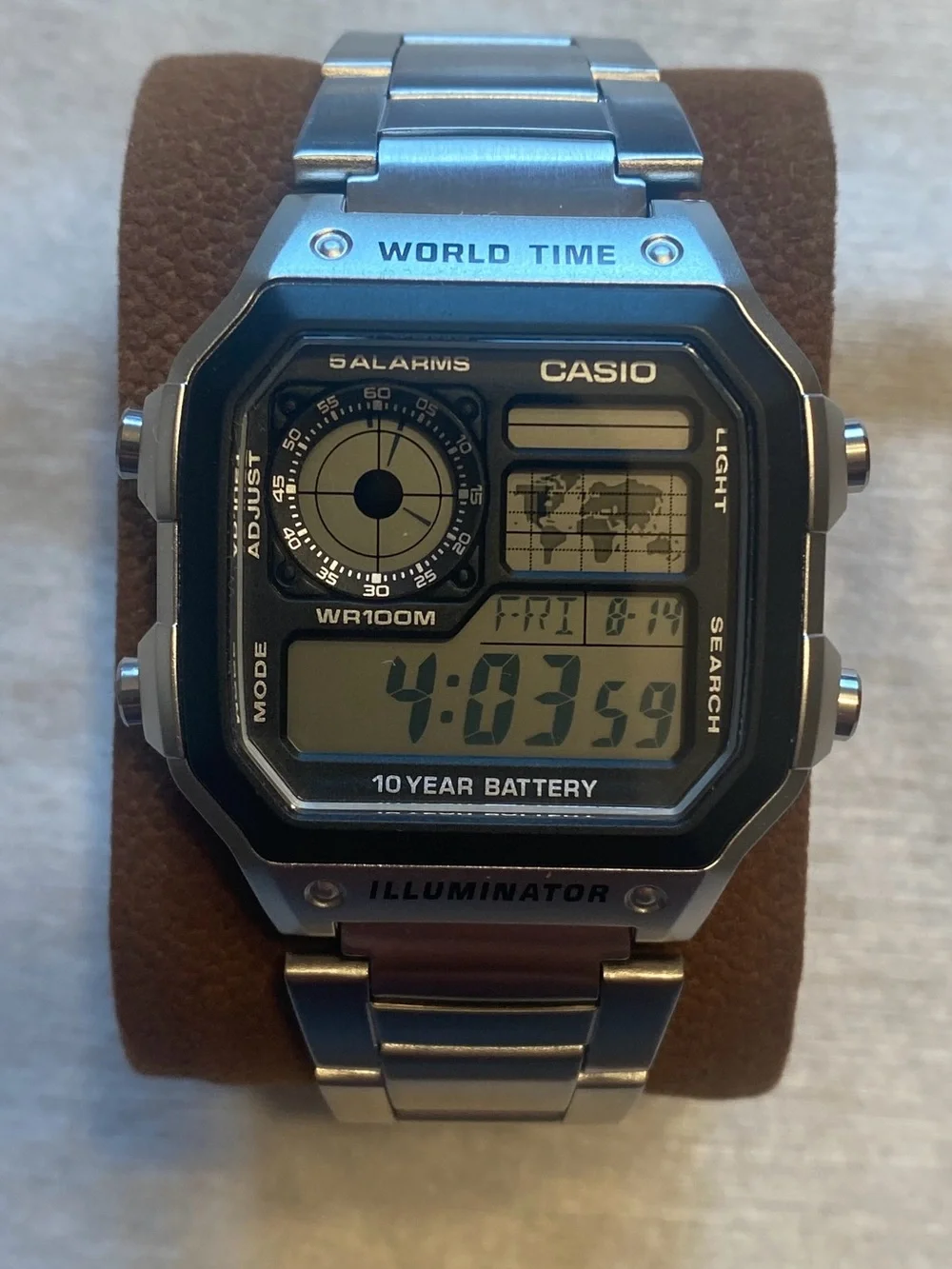 Casio AE-1200WH World Time Digital Watch - Silver and Black